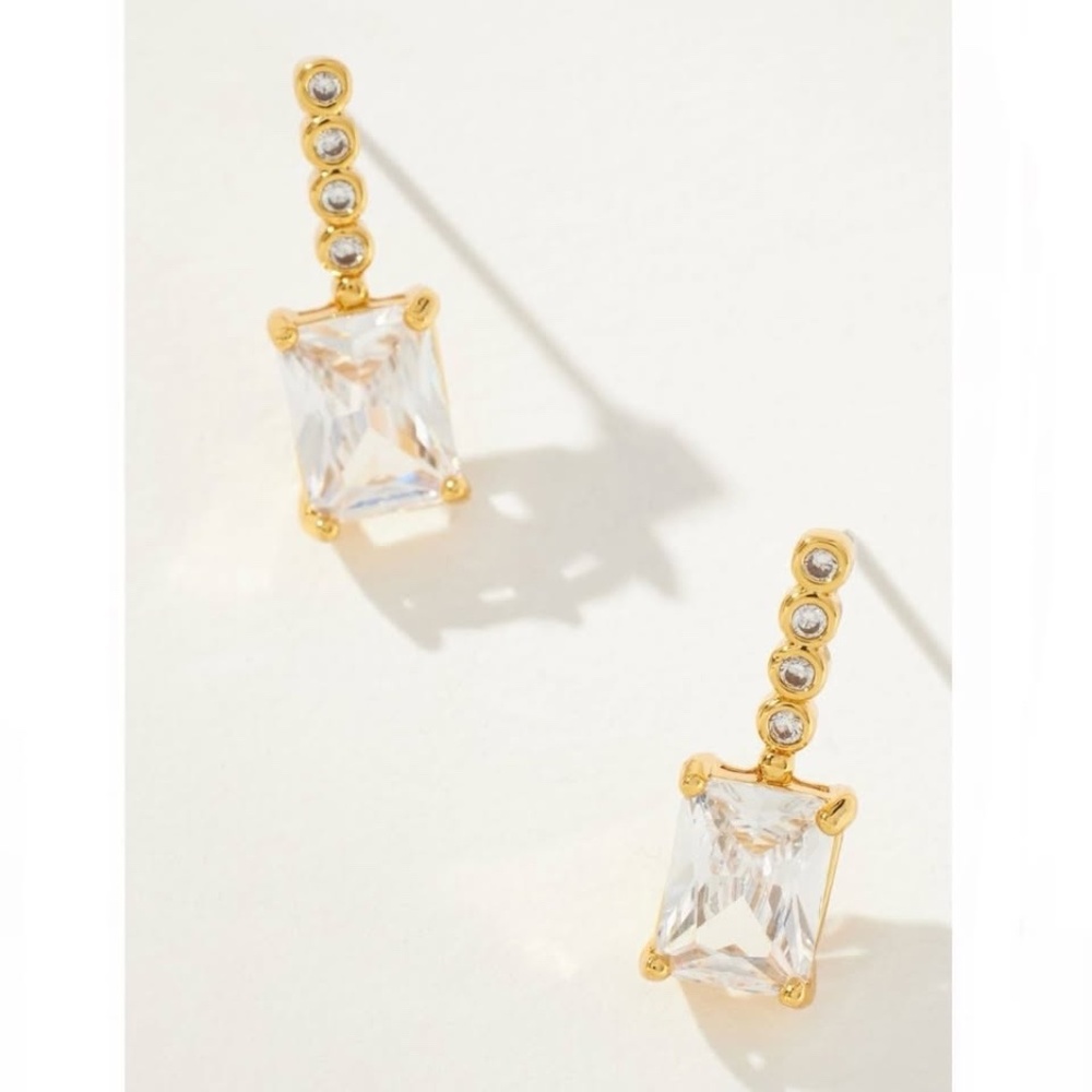 Crystal Rectangle Drop Earrings